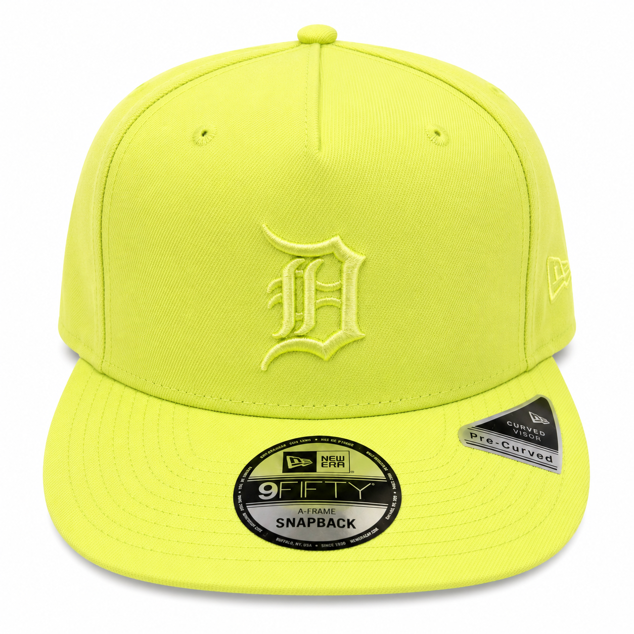 NEW ERA DETROIT TIGERS LIGHT NEON YELLOW 9FIFTY A-FRAME SNAPBACK CAP