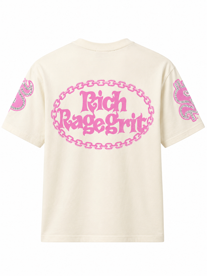 REDFOX WOMEN'S "RICH RAGE" GRAPHIC RHINESTONE TEE