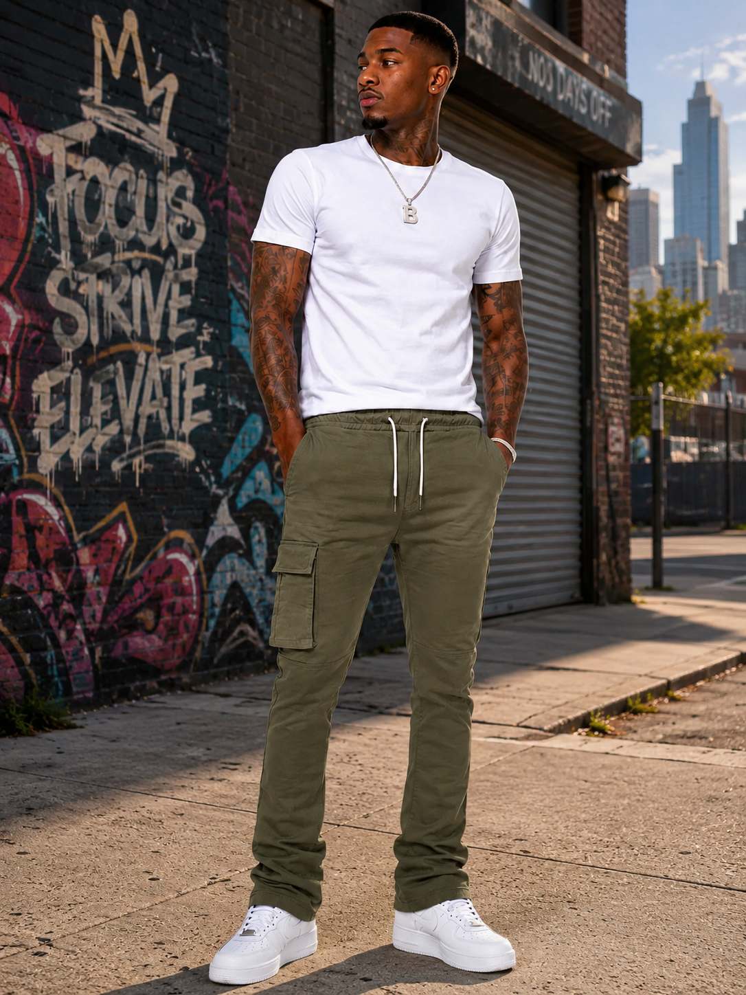 M1634 MAKOBI ADORNI STACKED NYLON PANTS