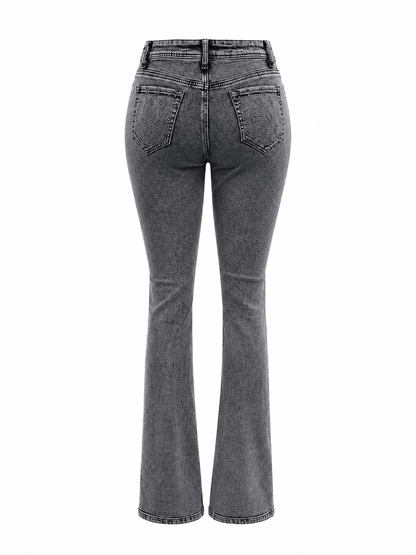 REDFOX WOMEN RHINESTONES STACKED JEANS