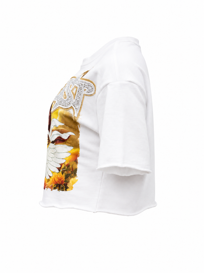 REDFOX WOMEN'S "JUST TRUST" FRENCH TERRY CROP TEE