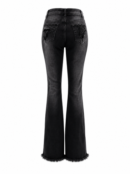 REDFOX WOMEN ROCKSTAR PATCHWORK RHINESTONE JEANS
