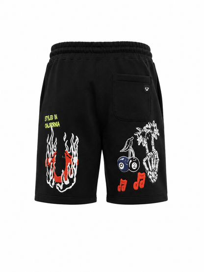 TRUE RELIGION MEN'S SKETCHED LOGO FLEECE SHORTS (110333)