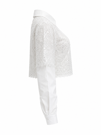 HOT & DELICIOUS WOMEN PURE ELEGANCE LACE COLLARED TOP