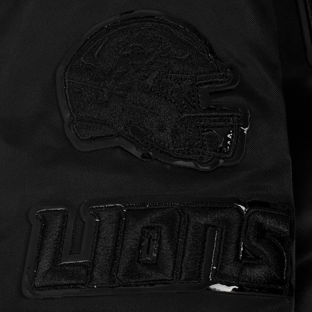 PRO STANDARD DETROIT LIONS TRIPLE BLACK SATIN JACKET