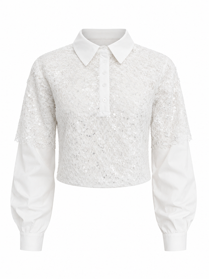HOT & DELICIOUS WOMEN PURE ELEGANCE LACE COLLARED TOP