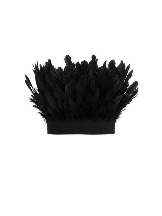 HOT & DELICIOUS BLACK SWAN FEATHER TUBE TOP