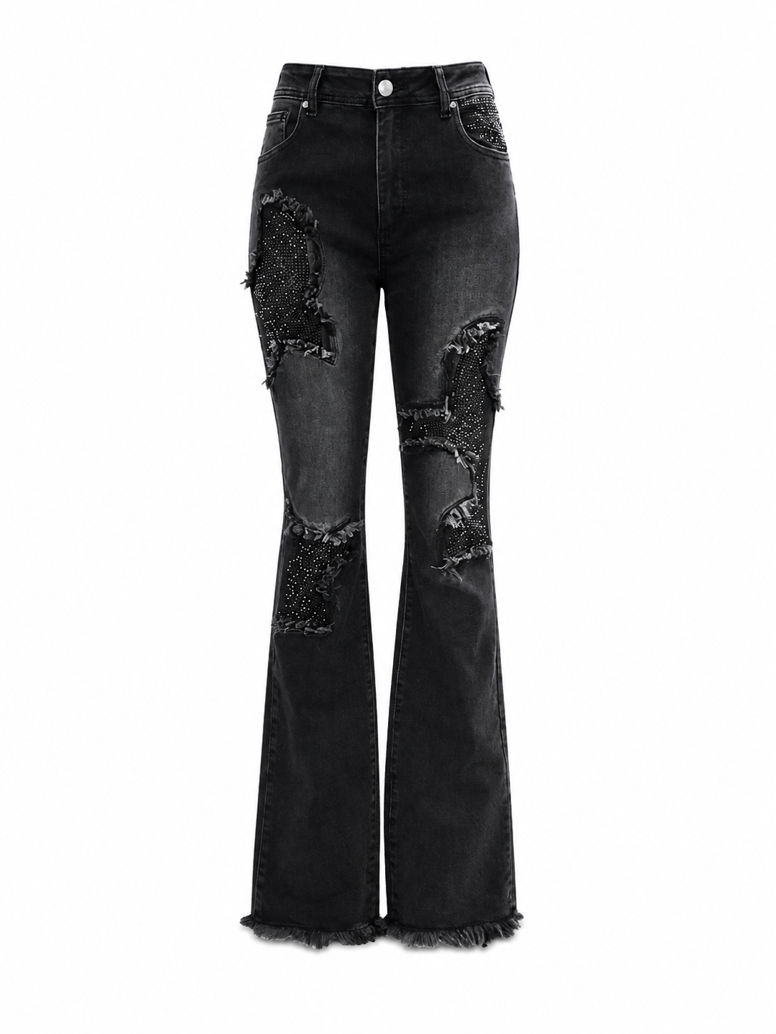 REDFOX WOMEN ROCKSTAR PATCHWORK RHINESTONE JEANS