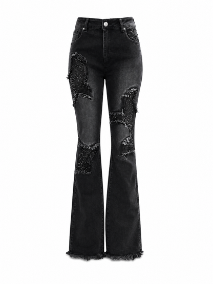REDFOX WOMEN ROCKSTAR PATCHWORK RHINESTONE JEANS