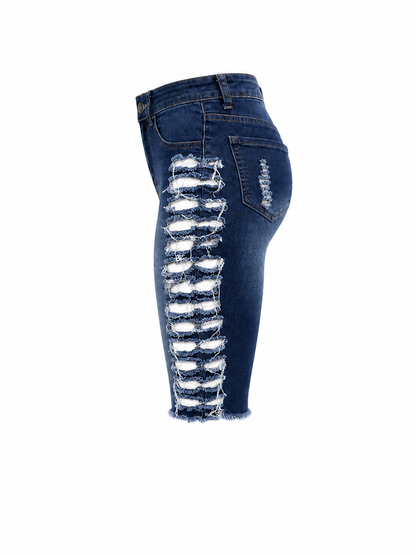 REDFOX WOMEN SEASIDE SHRED DENIM BERMUDA SHORTS