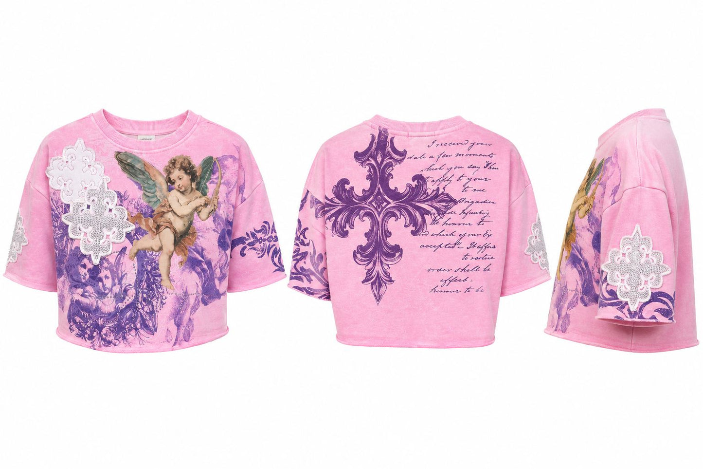 REDFOX WOMENS ANGEL FRENCH TERRY CROP TOP (TE1656)