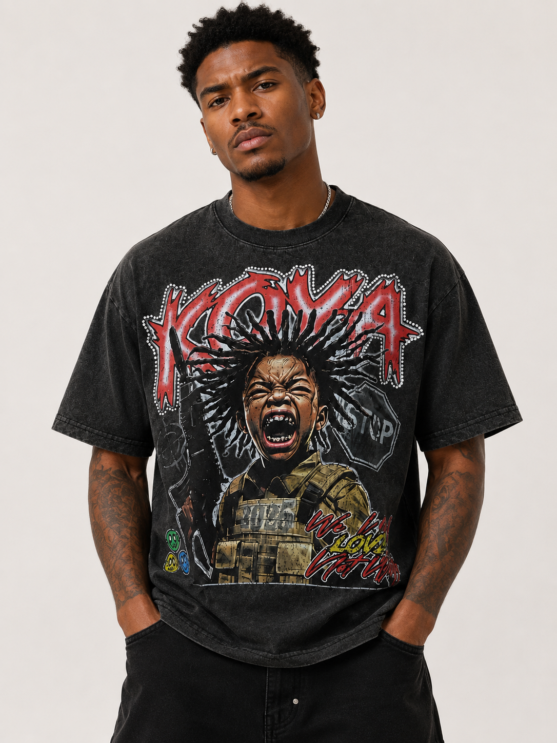KOYA MEN'S WE NEED LOVE NOT WAR BOXY TEE