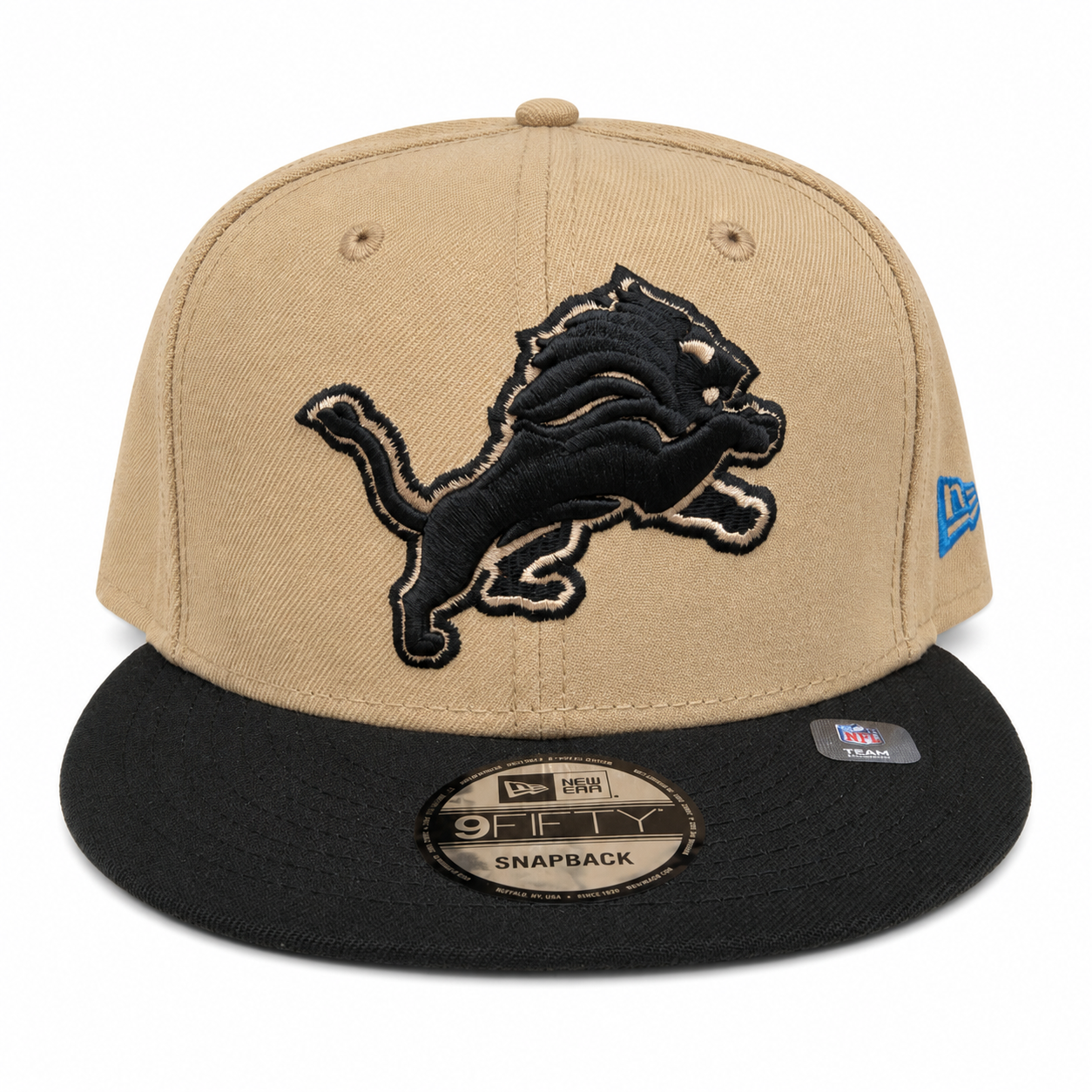 NEW ERA DETROIT LIONS CAMEL/BLACK 9FIFTY SNAPBACK CAP