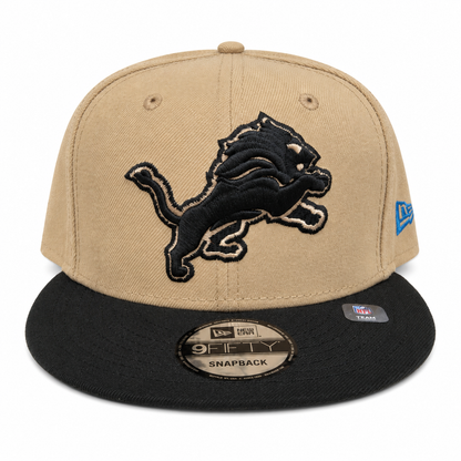 NEW ERA DETROIT LIONS CAMEL/BLACK 9FIFTY SNAPBACK CAP