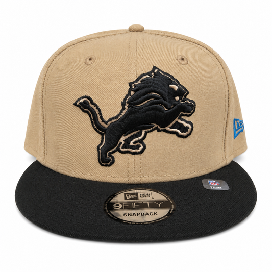 NEW ERA DETROIT LIONS CAMEL/BLACK 9FIFTY SNAPBACK CAP