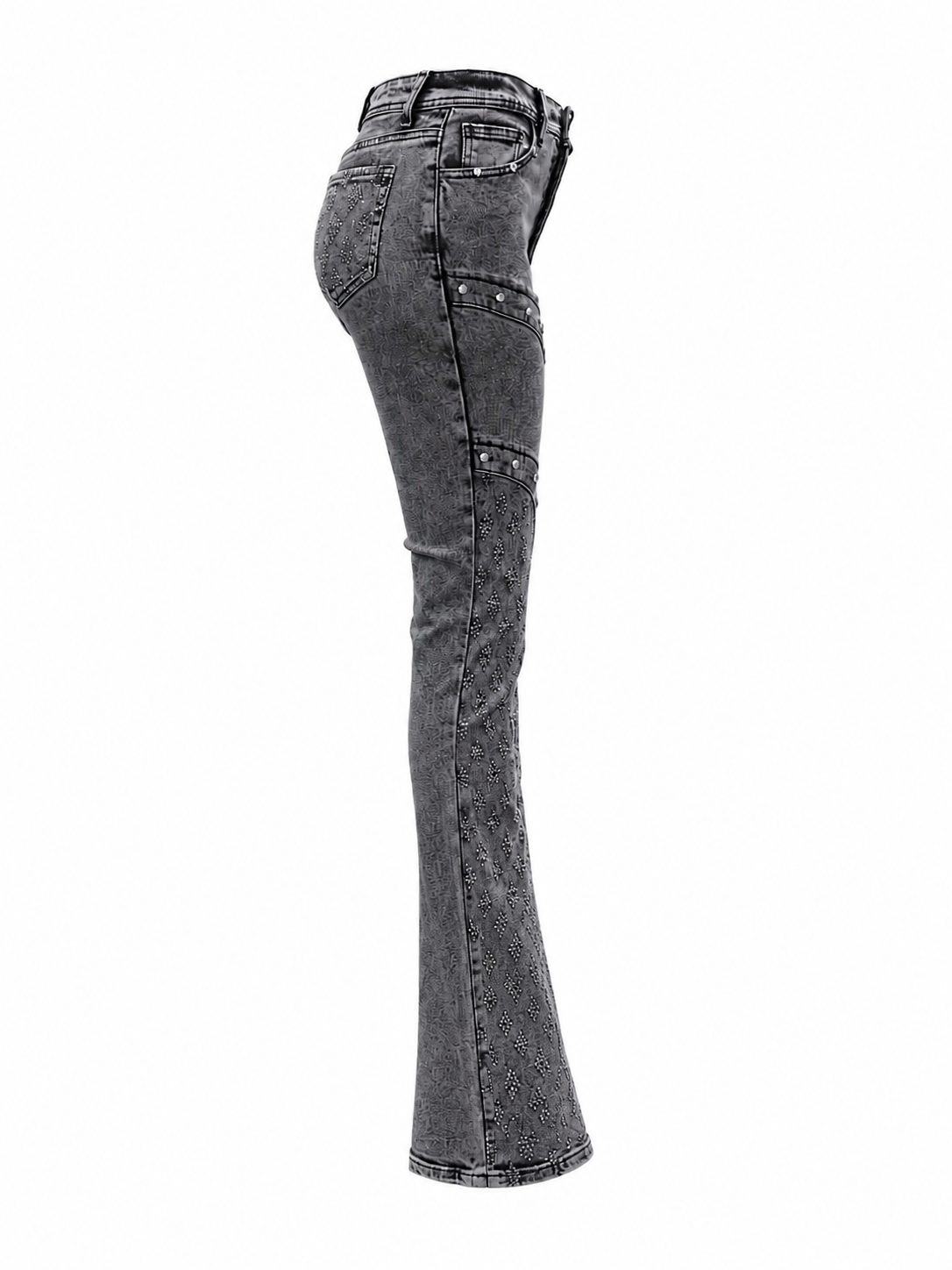 REDFOX WOMEN RHINESTONES STACKED JEANS
