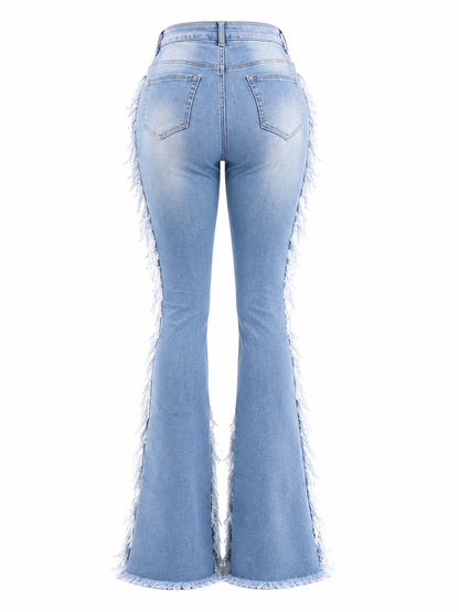 REDFOX WOMEN SUPER FRAYED DENIM STACKED JEANS