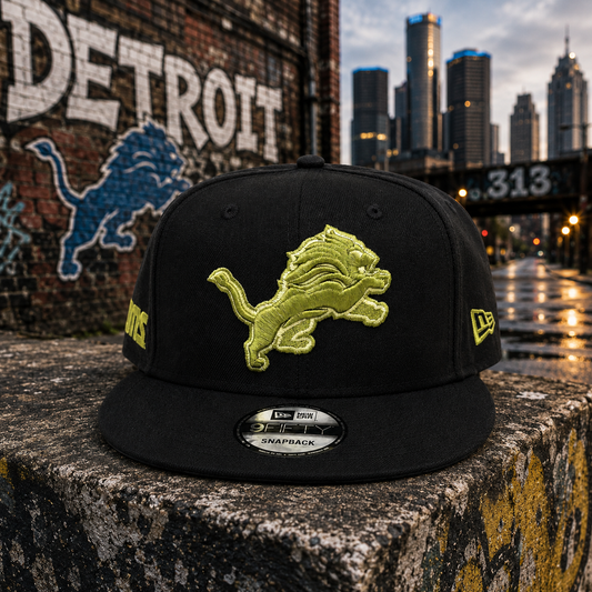 NEW ERA DETROIT LIONS BLACK/OLIVE 9FIFTY SNAPBACK CAP