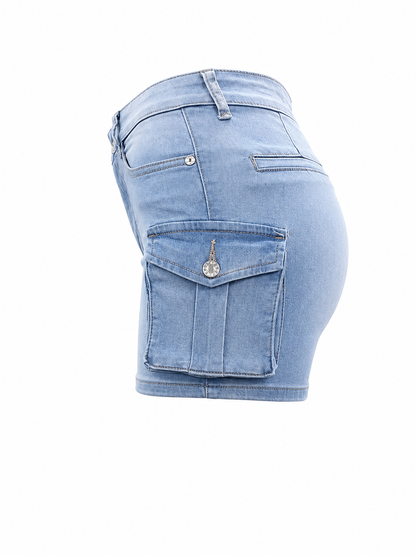 SHARP TRADING WOMEN CARGO DENIM SHORTS