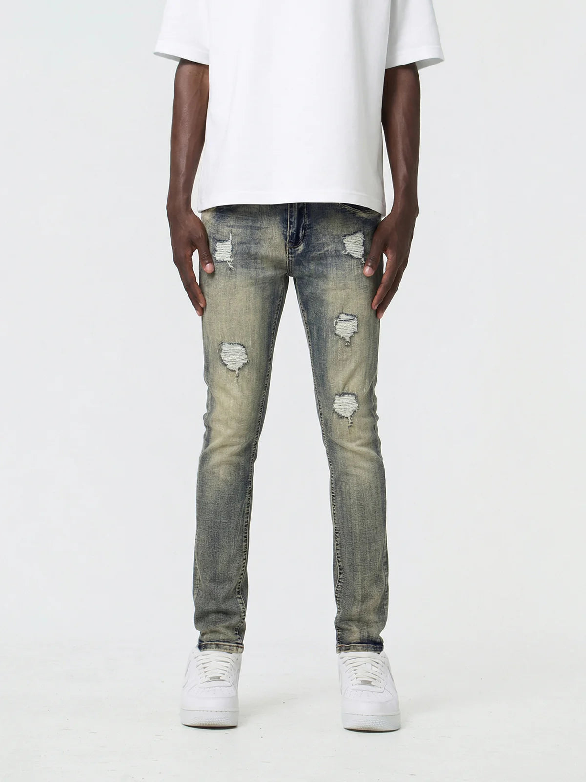 Waimea Men's Skinny Jeans with Rips & Repair M8500D