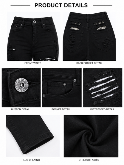REDFOX WOMEN HIGH WAIST DISTRESSED JEANS
