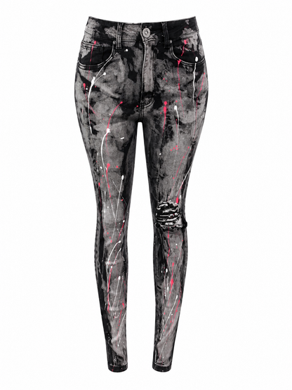 REDFOX WOMEN'S DISTRESSED PAINTER SKINNY JEAN