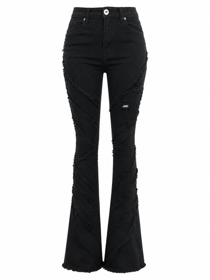 REDFOX WOMEN HIGH WASIT FRAY STACKED JEANS (PA0911)
