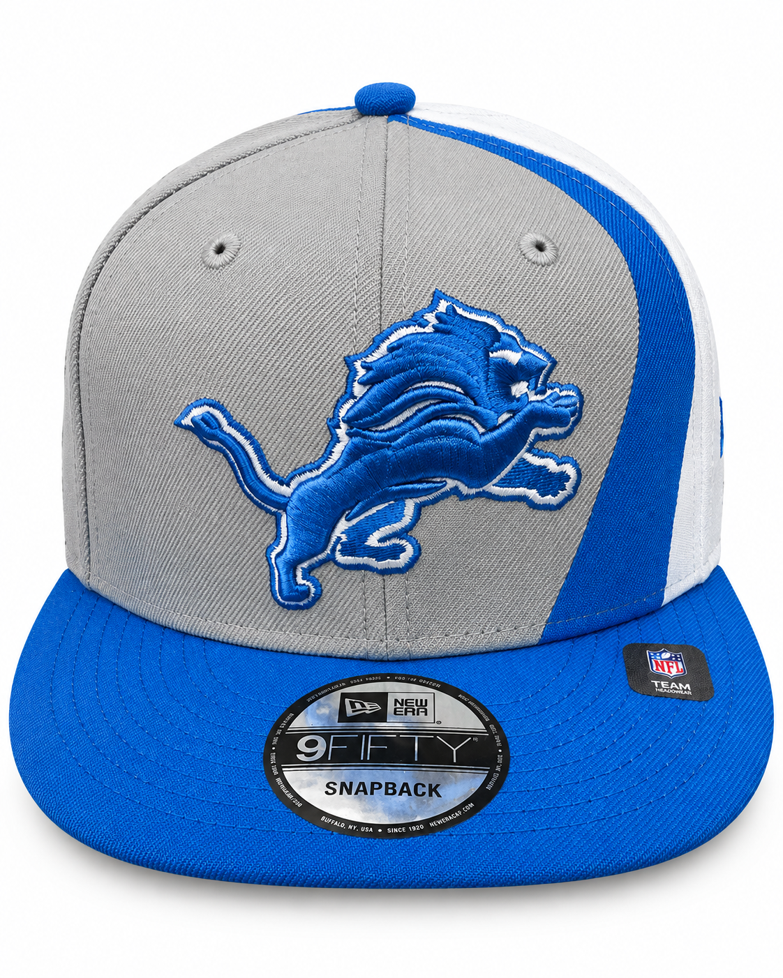 NEW ERA GREY/BLUE-WHITE DETROIT LIONS CLASSIC 9FIFTY SNAPBACK HAT