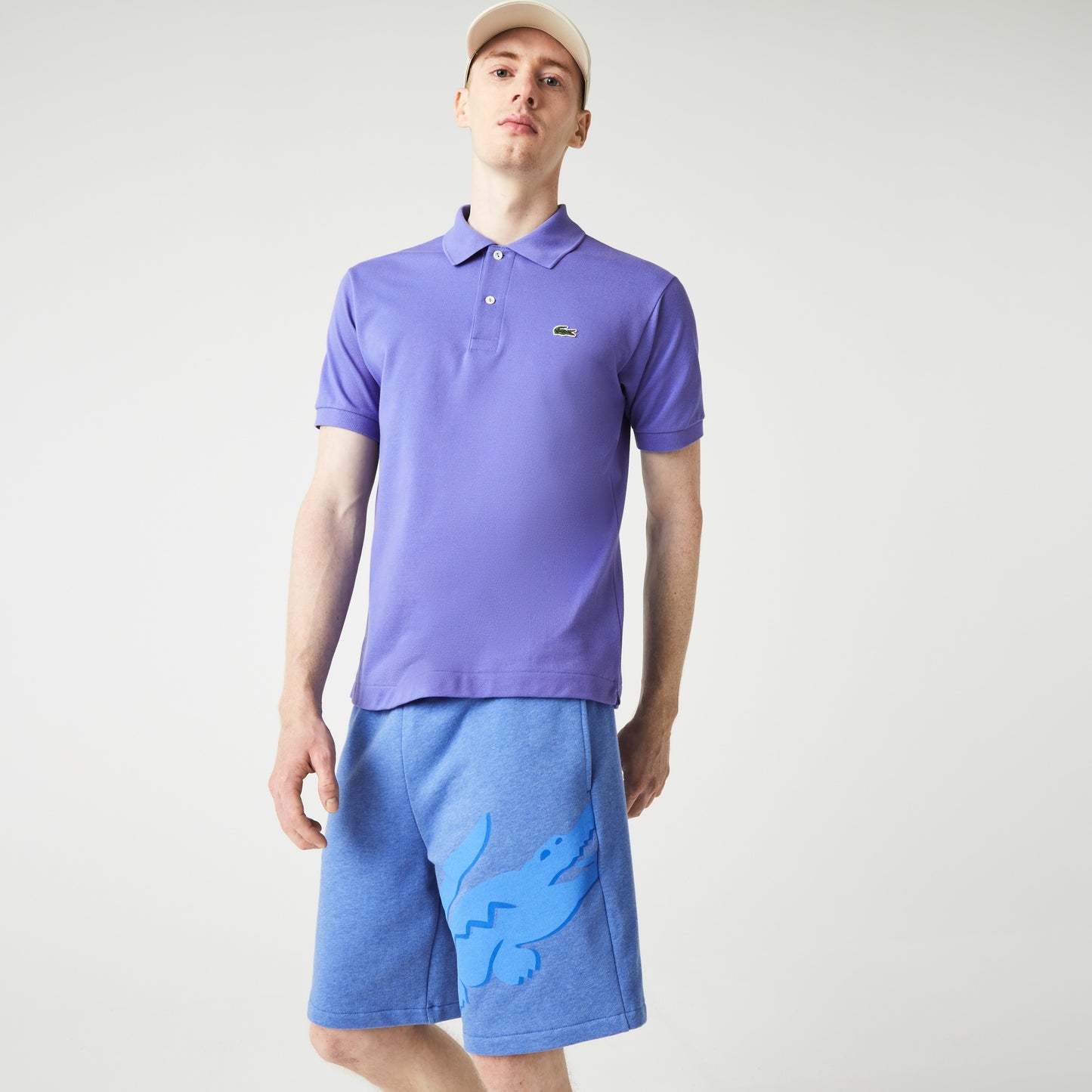 Lacoste Oversized Crocodile Print Organic Cttn Fleece Shorts