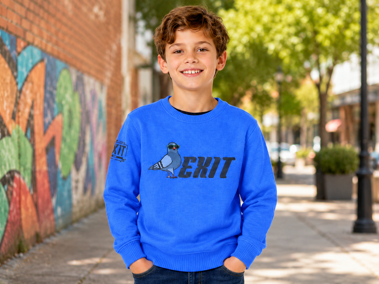 EXIT KIDS COOL PIGEON CREWNECK