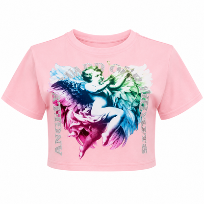REDFOX WOMEN'S "ANGEL GUARD OUR HEARTS" CROP TEE