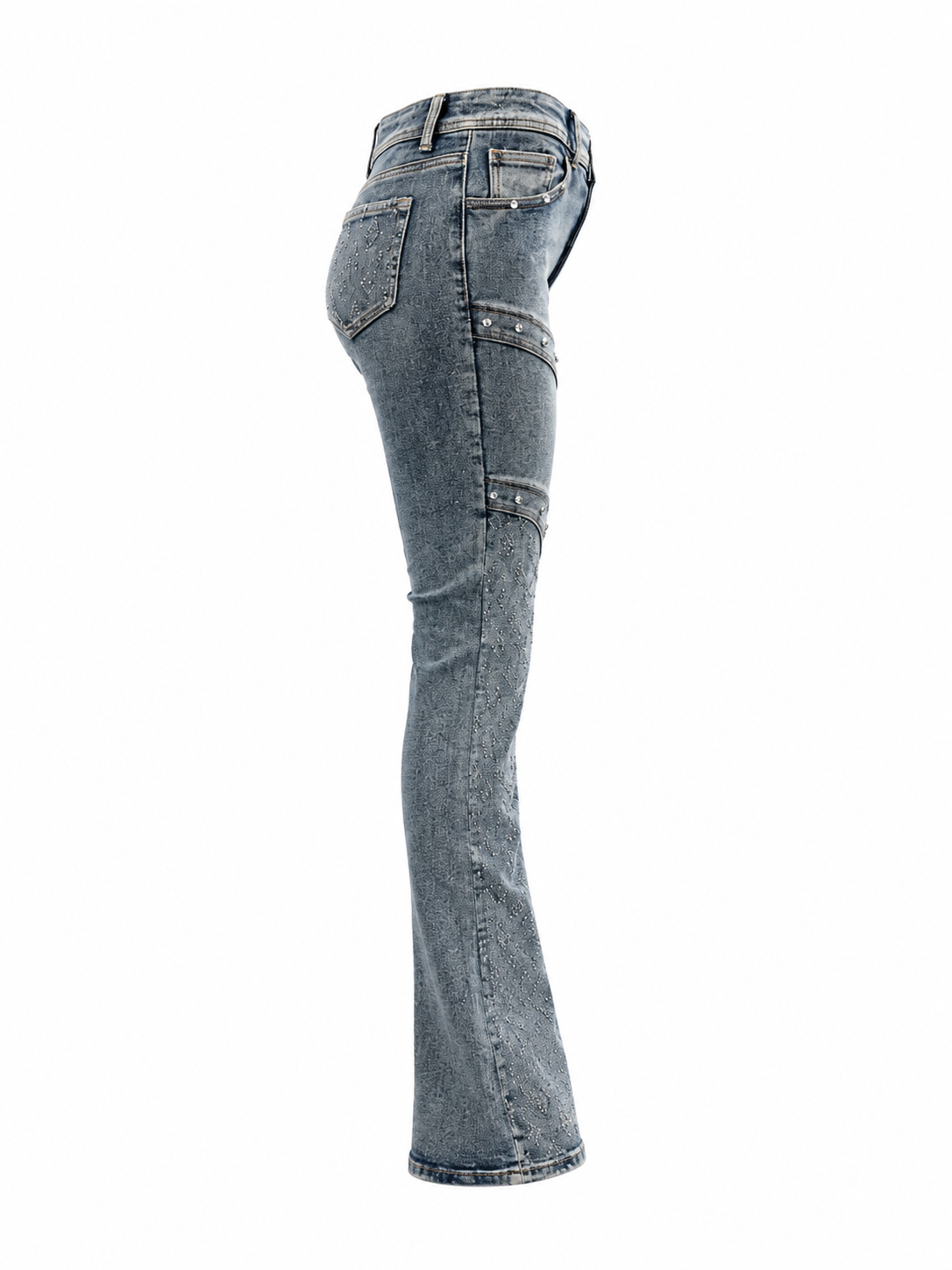 REDFOX WOMEN RHINESTONES STACKED JEANS