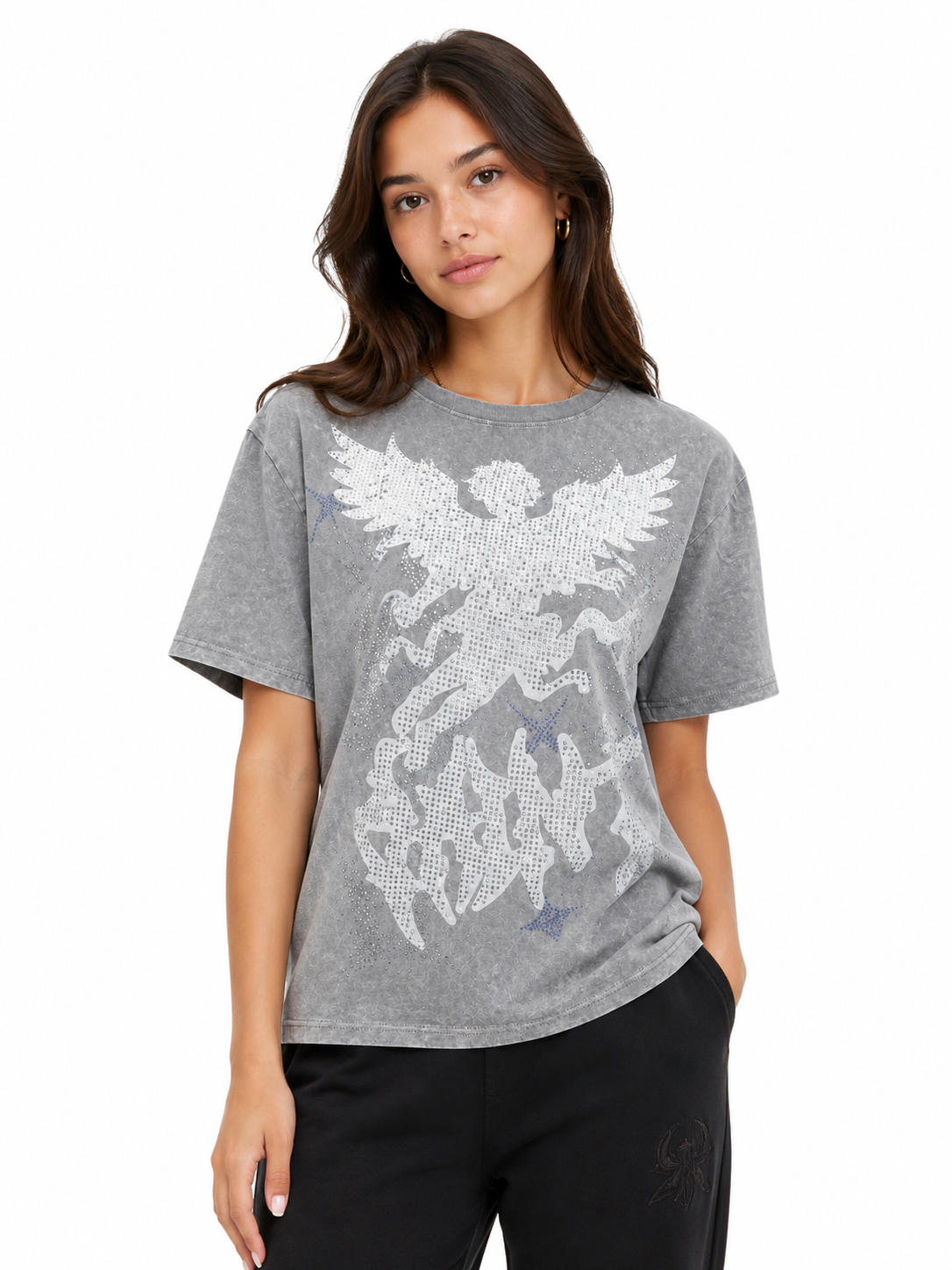 REDFOX WOMEN'S "SAINT WINGS" RHINESTONE TEE