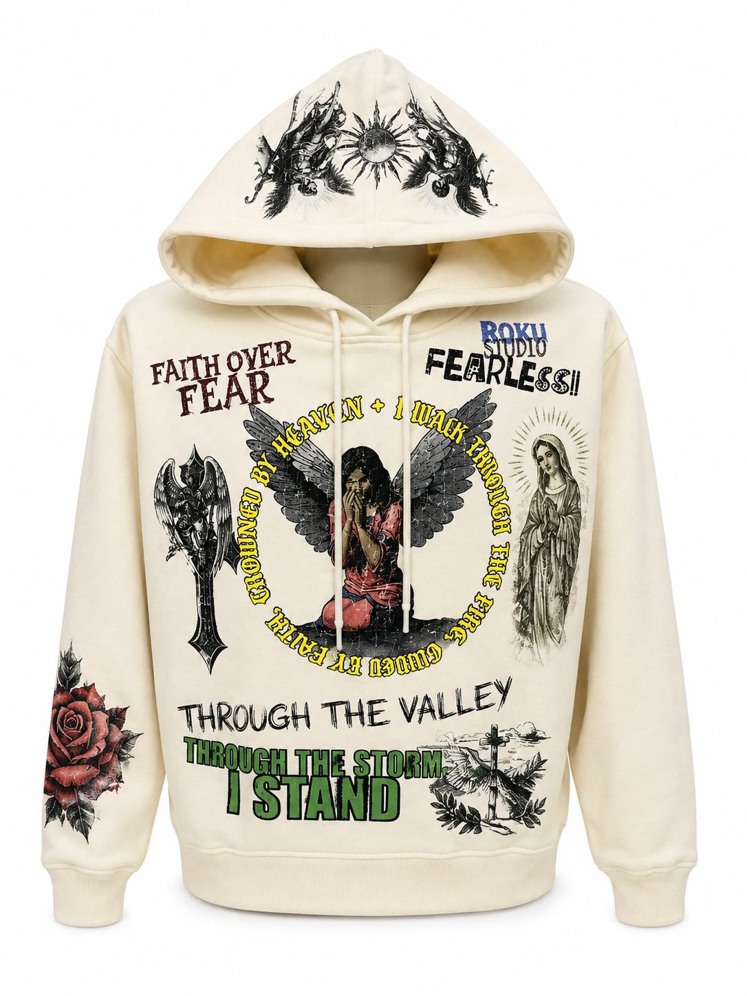 ROKU STUDIO WOMEN RISE ABOVE FADED CROPPED PULL OVER HOODIE(RKC482167)