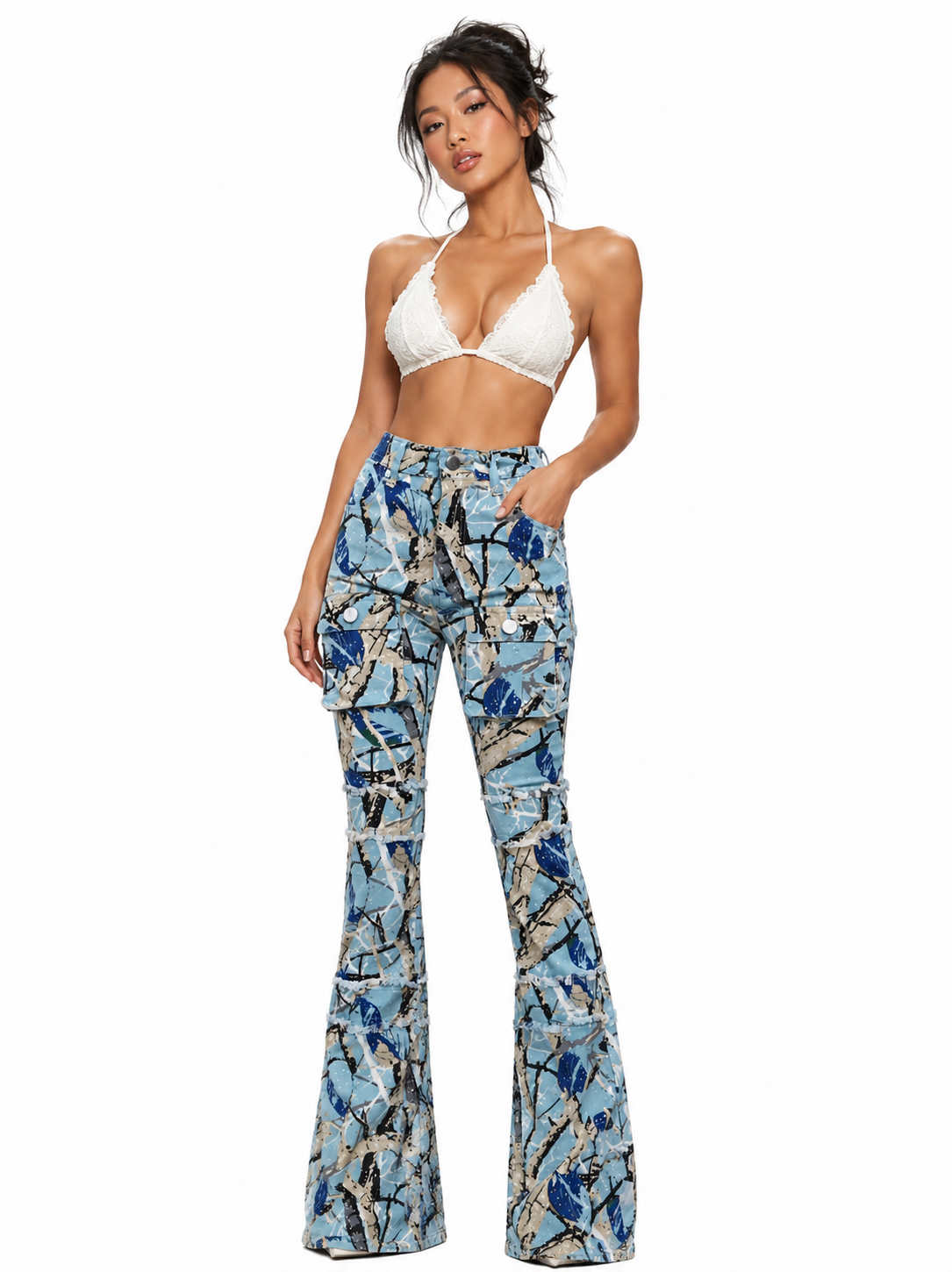 REDFOX TWILL HUNTER WOMEN STACKED JEANS W/RHINESTONES