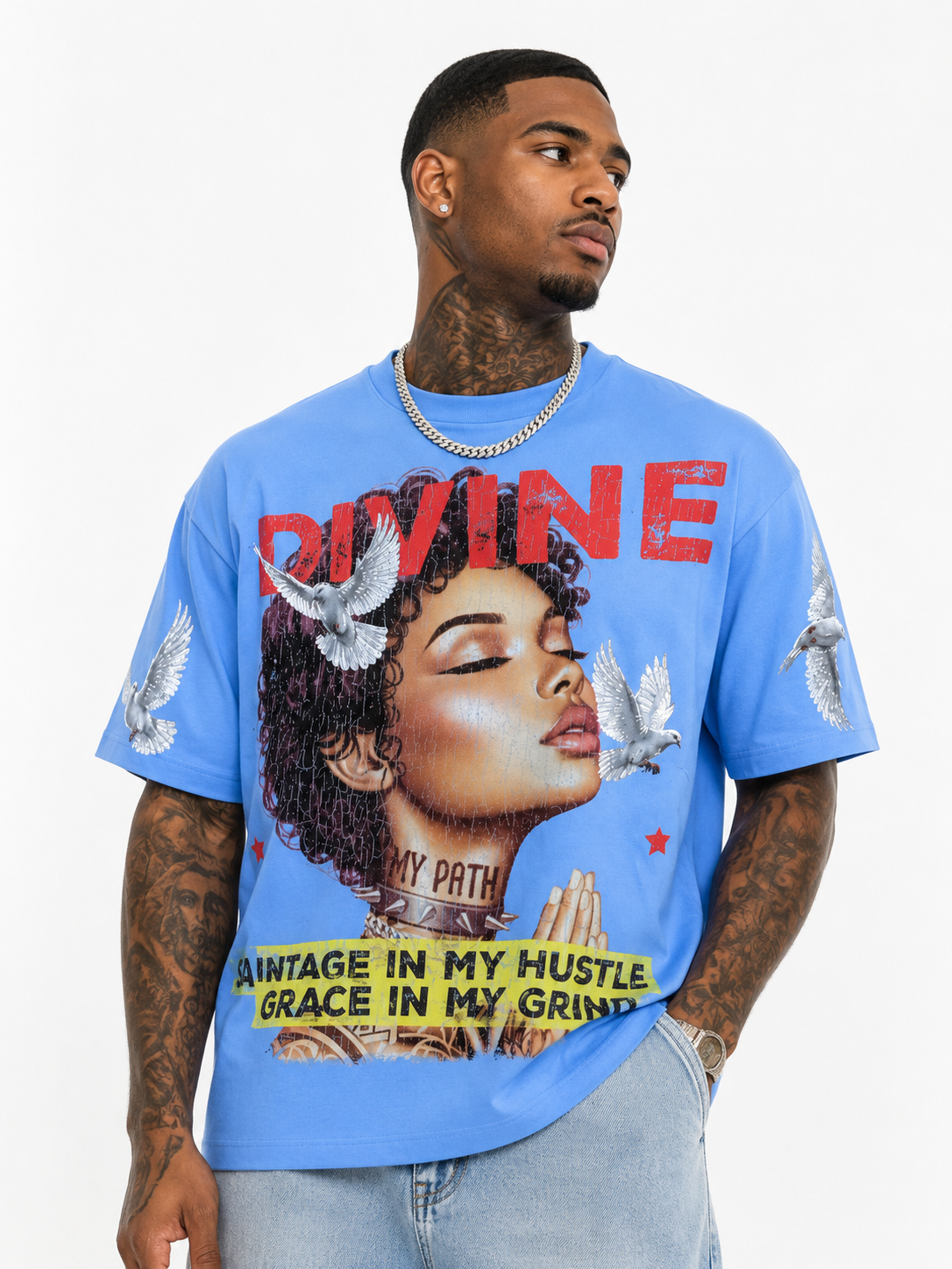 ROKU STUDIO MEN'S DIVINE RELAXED LOOSE FIT TEE