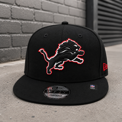 NEW ERA DETROIT LIONS BLACK/WHITE/RED 9FIFTY SNAPBACK CAP
