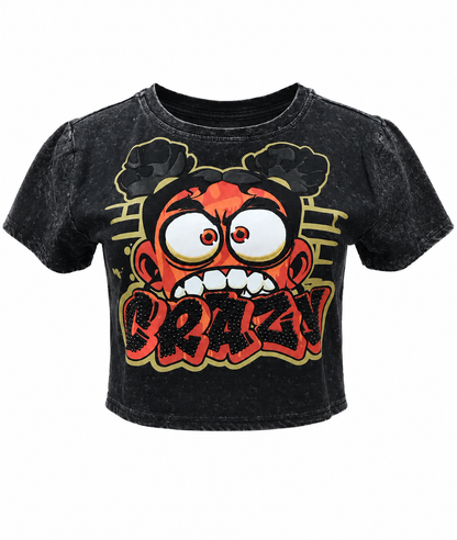 REDFOX WOMEN'S "CRAZY GIRL" CROP TEE