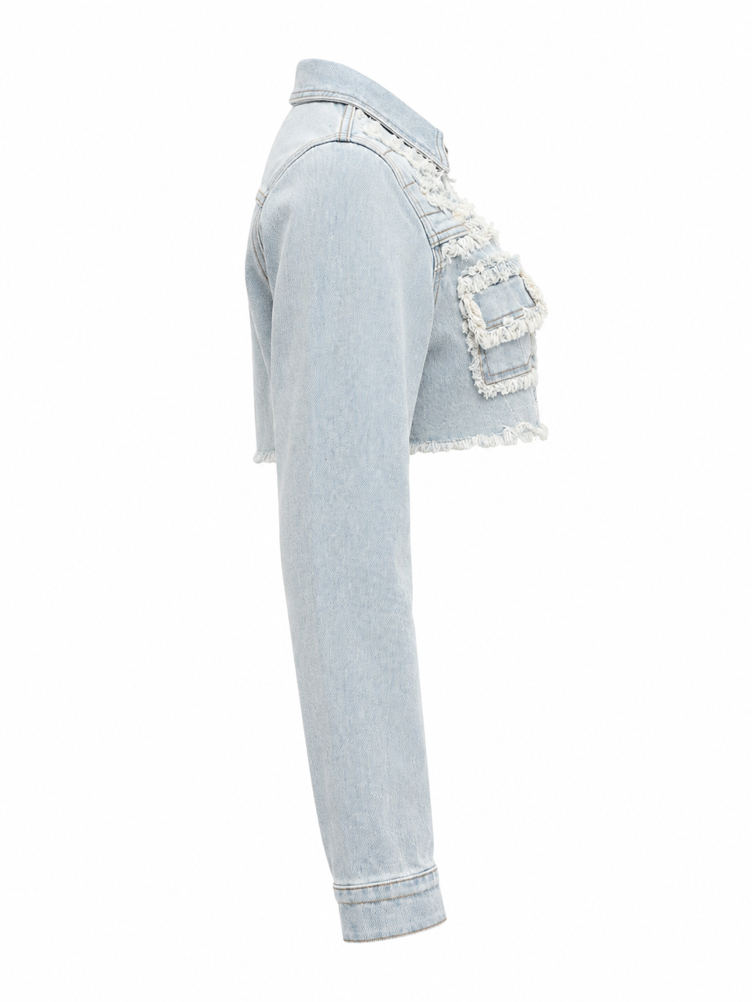 REDFOX WOMEN CROP DENIM FRAY JACKET