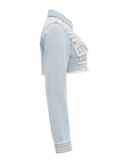 REDFOX WOMEN CROP DENIM FRAY JACKET