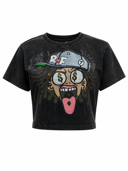 REDFOX WOMEN'S "MONEY SOLVES MANY PROBLEMS" CROP TEE
