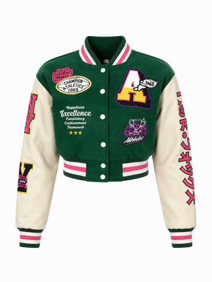 REDFOX WOMEN VARSITY JACKET W/PATCHES