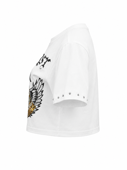 REDFOX WOMEN'S "MONEY FIRST LOVE LATER" CROP TEE