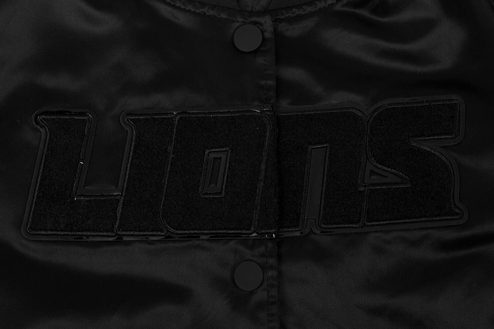 PRO STANDARD DETROIT LIONS TRIPLE BLACK SATIN JACKET