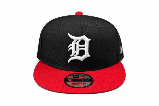 NEW ERA DETROIT TIGERS BLACK SCARLET 9FIFTY SNAPBACK CAP
