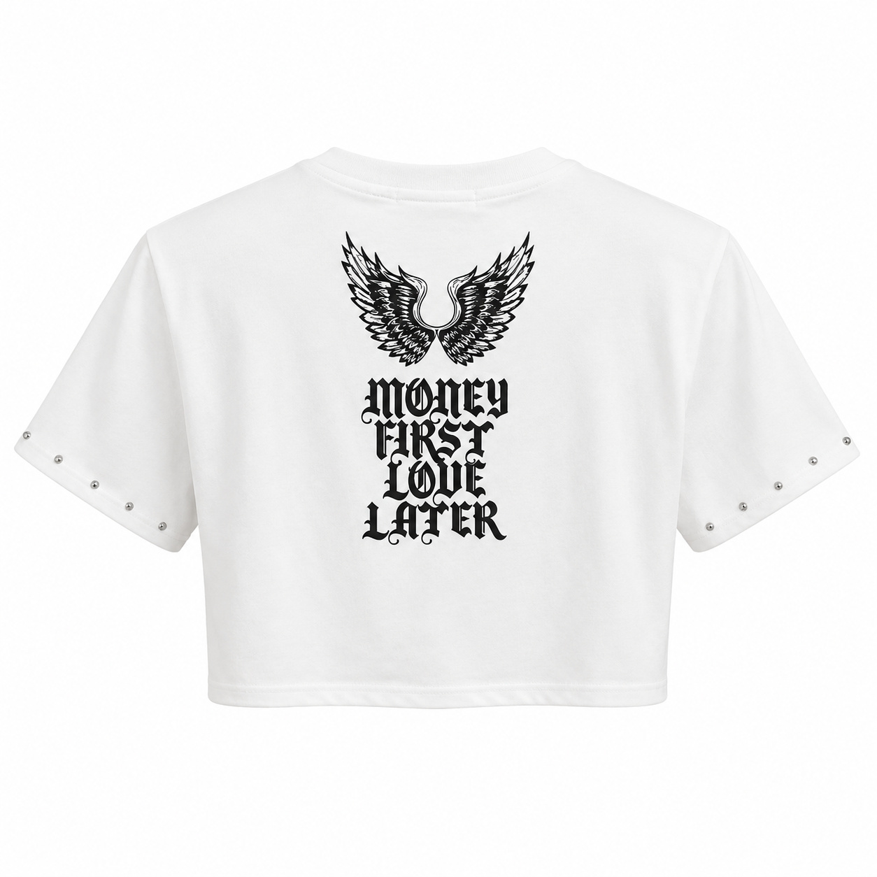 REDFOX WOMEN'S "MONEY FIRST LOVE LATER" CROP TEE