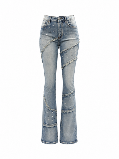 REDFOX WOMEN STACKED W/RHINESTONES JEANS