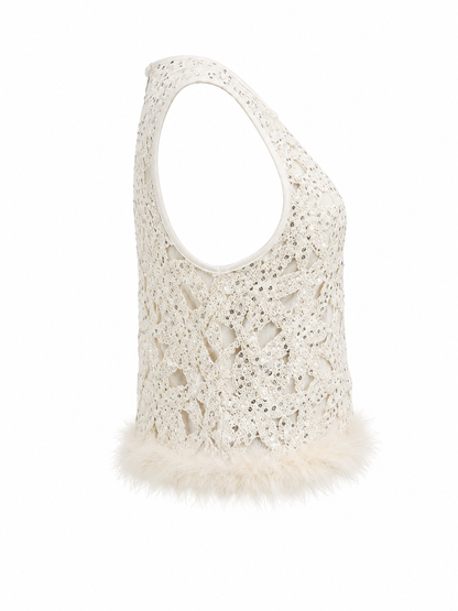 HOT & DELICIOUS WOMEN FEATHERED ELEGANCE TOP