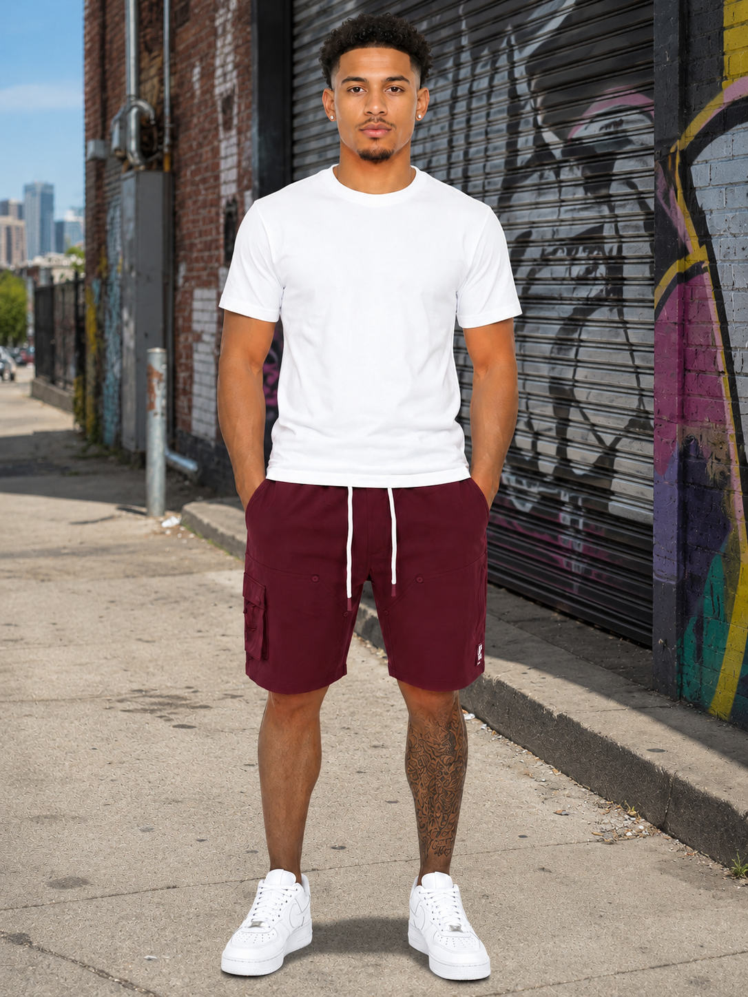 MAKOBI ADORNI NYLON CARGO SHORTS