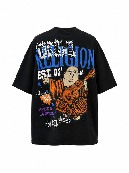 TRUE RELIGION MEN'S OVERSIZED CONCERT BUDDHA TEE (110446)